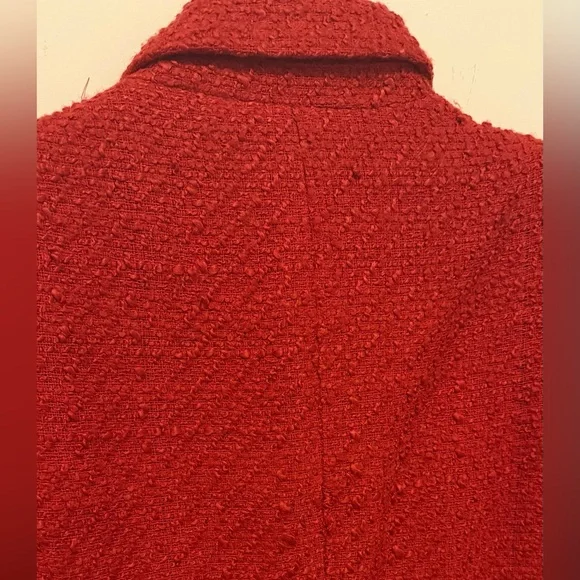 Zara Red Tweed Blazer with Metallic Buttons - Picture 4 of 4